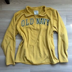 Vintage Y2K Old Navy Yellow Quarter Zip Fleece Pullover XL